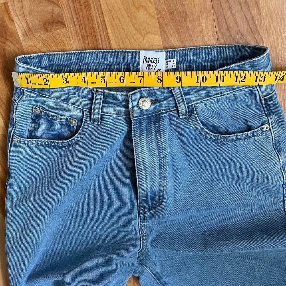 Princess Polly Light Blue 💯 Cotton High Rise Denim Jeans Jeans sz 4 - Picture 7 of 9